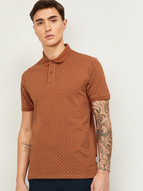 

Fame Forever by Lifestyle Men Rust Printed Polo Collar T-shirt