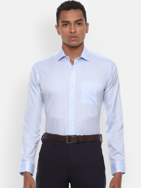 

Van Heusen Men Blue Regular Fit Self Design Cotton Formal Shirt