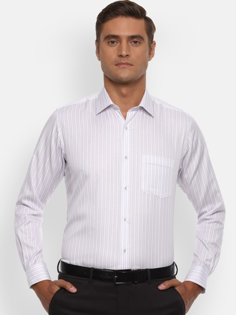 

Van Heusen Men White & Purple Regular Fit Striped Formal Cotton Shirt