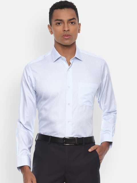

Van Heusen Men Blue Regular Fit Checked Cotton Formal Shirt
