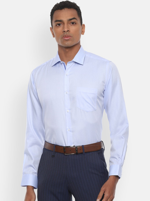 

Van Heusen Men Blue Regular Fit Self Design Formal Cotton Shirt