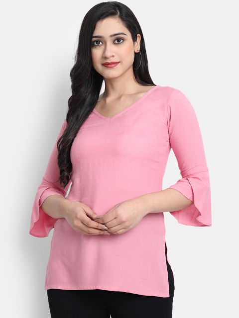 

Globon Impex Pink Flared Sleeves Liva Regular Top