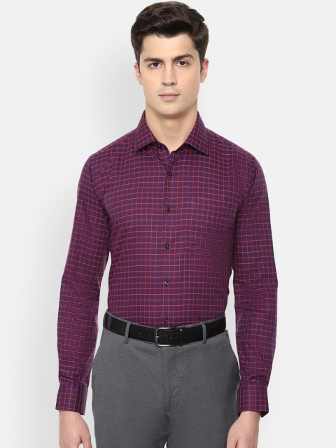 

Van Heusen Men Blue & Magenta Slim Fit Checked Cotton Formal Shirt