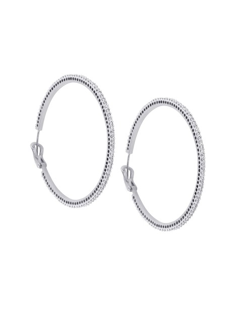 

Amavi Silver-Toned & White Hoop Earrings