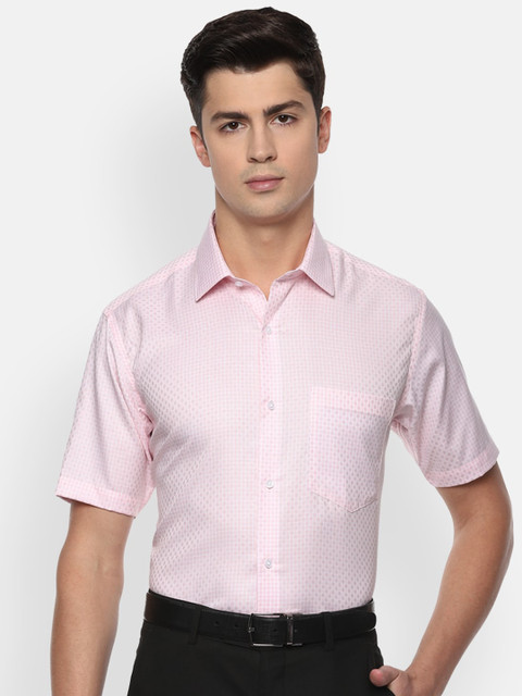 

Van Heusen Men Pink Regular Fit Self Design Formal Cotton Shirt