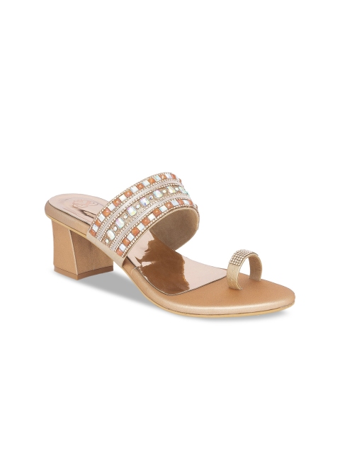 

Sole To Soul Women Peach Embellished Block Heels