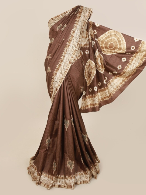 

Pothys Brown & Beige Jute Cotton Embroidered Saree