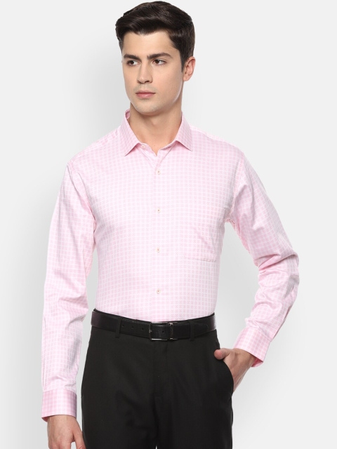 

Van Heusen Men Pink Regular Fit Checked Formal Cotton Shirt