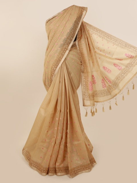 

Pothys Tan Woven Design Cotton Blend Saree
