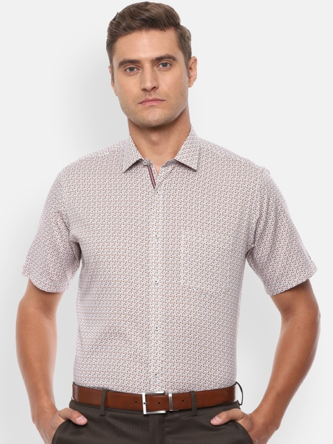 

Van Heusen Men White & Green Regular Fit Printed Formal Cotton Shirt