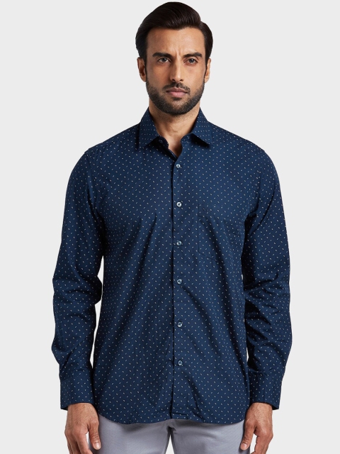 

ColorPlus Men Navy Blue Tailored Fit Printed Casual Shirt