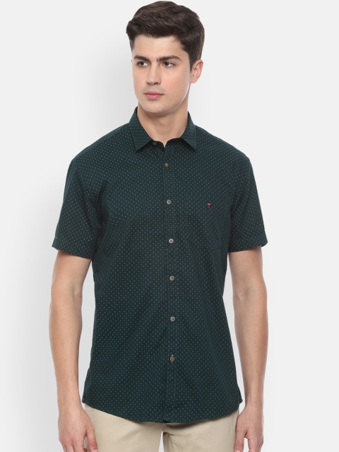 

Louis Philippe Sport Men Green & Yellow Slim Fit Printed Casual Cotton Shirt