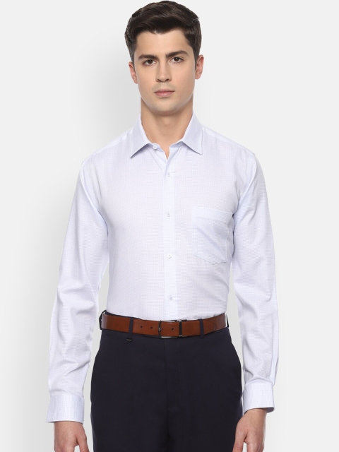 

Van Heusen Men White & Blue Regular Fit Printed Formal Cotton Shirt