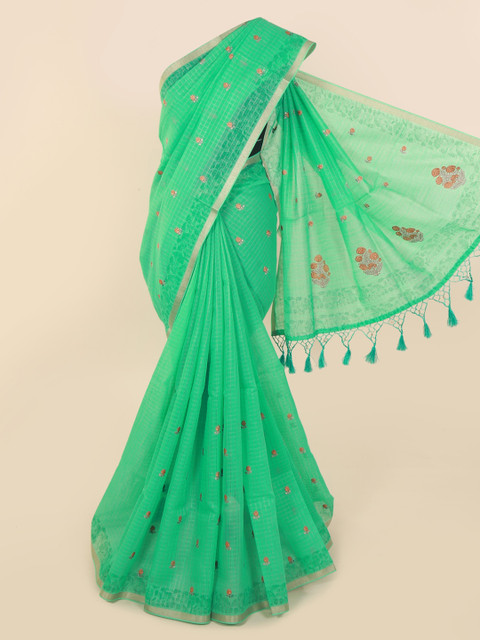 

Pothys Green Woven Design Cotton Blend Saree