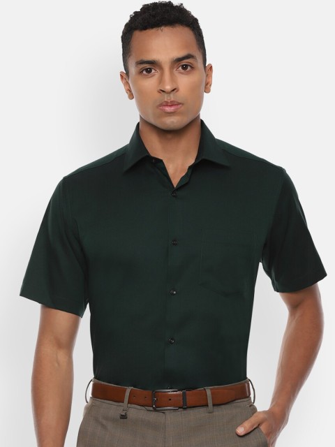 

Van Heusen Men Green Regular Fit Solid Formal Cotton Shirt