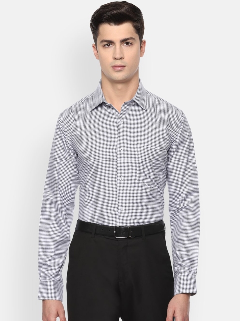 

Van Heusen Men White & Navy Blue Regular Fit Printed Formal Cotton Shirt