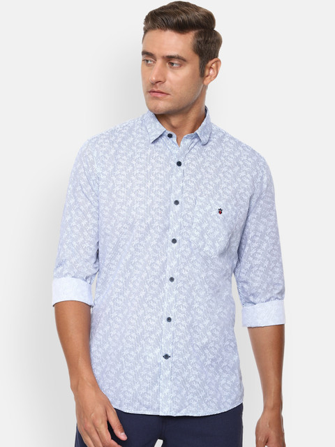 

Louis Philippe Sport Men White & Navy Blue Slim Fit Printed Casual Cotton Shirt