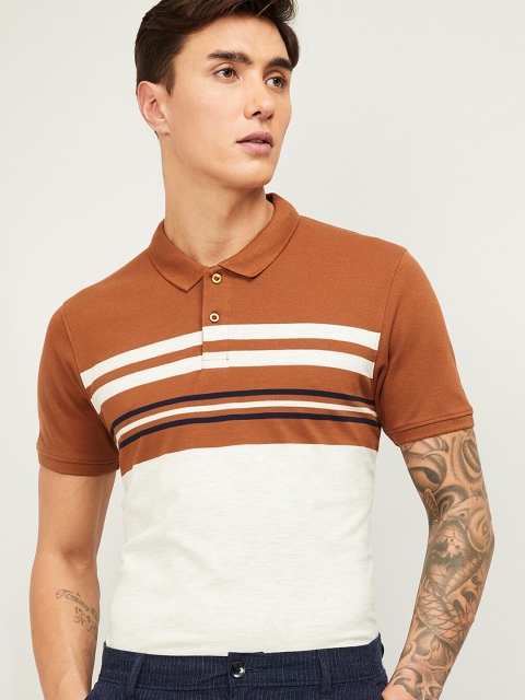 

Fame Forever by Lifestyle Men White Colourblocked Polo Collar T-shirt