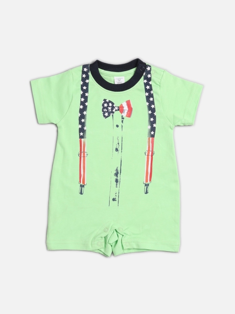 

TOFFY HOUSE Infant Boys Green & Black Printed Romper