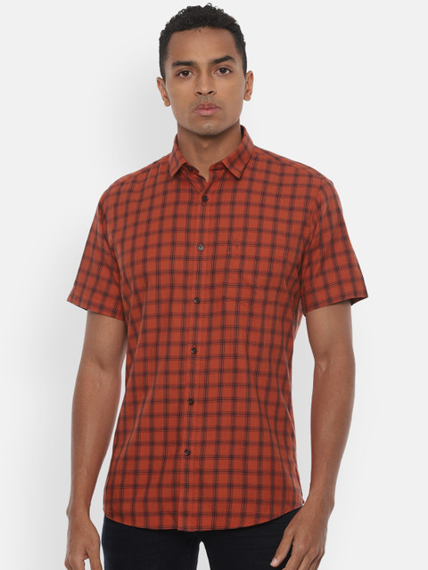 

Van Heusen Sport Men Orange Slim Fit Checked Casual Shirt