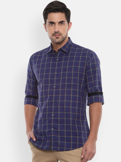 

Van Heusen Sport Men Navy Blue Slim Fit Checked Casual Shirt