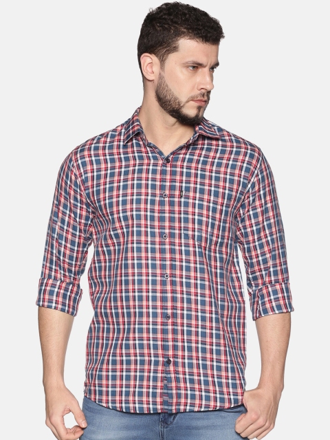 

LEVIZO Men Blue Regular Fit Checked Casual Shirt