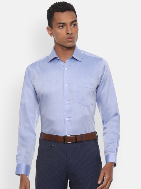 

Van Heusen Men Blue Regular Fit Self Design Formal Cotton Shirt