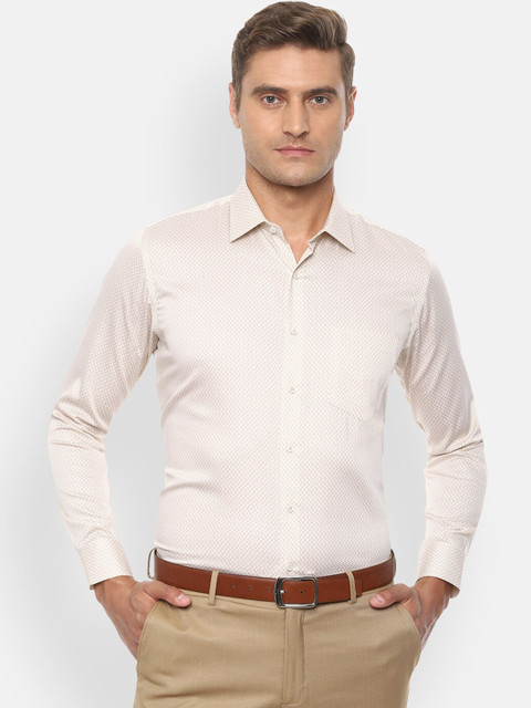 

Van Heusen Men Beige Slim Fit Printed Formal Cotton Shirt