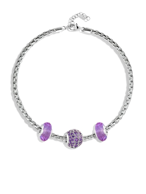 

TALISMAN Sterling Silver & Purple Rhodium-Plated Charm Princess Rapunzel Disney Bracelet
