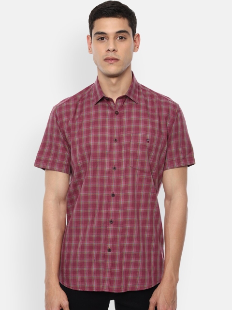 

Louis Philippe Sport Men Pink & Fluorescent Green Slim Fit Checked Casual Cotton Shirt