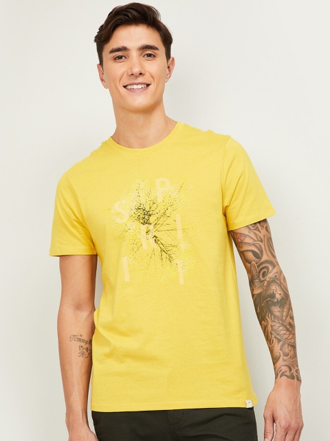 

Forca Men Yellow Printed Round Neck T-shirt