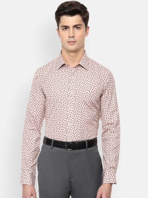 

Van Heusen Men White & Rust Slim Fit Printed Formal Cotton Shirt