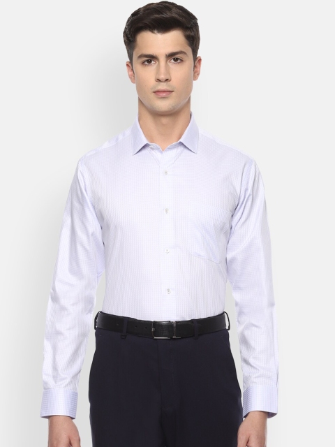 

Van Heusen Men White & Purple Regular Fit Checked Formal Cotton Shirt