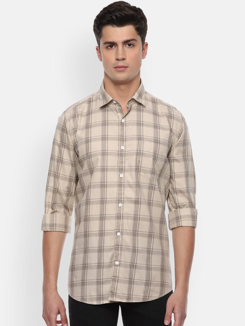 

Van Heusen Sport Men Beige Slim Fit Checked Cotton Casual Shirt