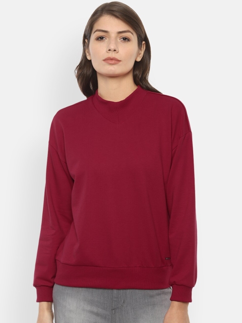 Van Heusen Woman Women Maroon Solid Sweatshirt