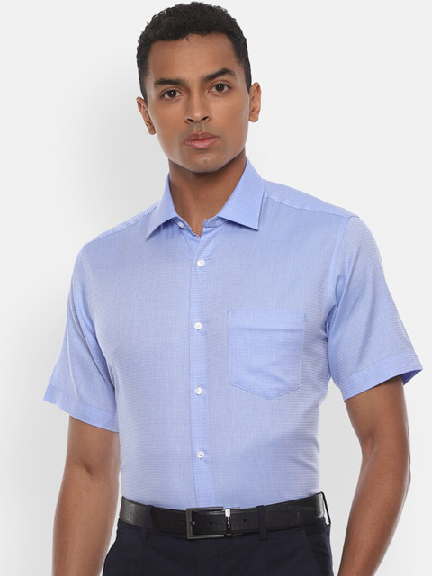 

Van Heusen Men Blue Regular Fit Self Design Cotton Formal Shirt