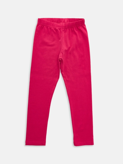 

CHALK by Pantaloons Girls Fuchsia Pink Solid Ankle-Length Cotton Leggings