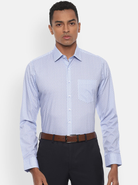 

Van Heusen Men Blue Slim Fit Printed Formal Cotton Shirt