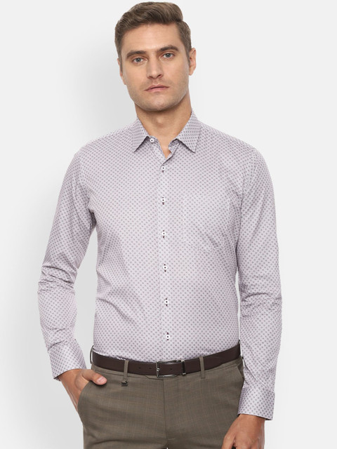 

Van Heusen Men Maroon & White Slim Fit Printed Cotton Formal Shirt
