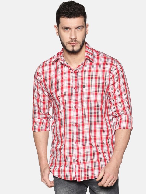 

LEVIZO Men Red Regular Fit Checked Casual Shirt