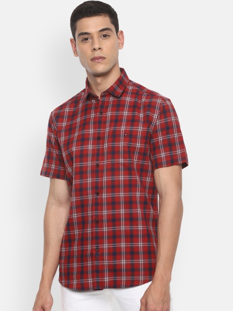 

Louis Philippe Sport Men Red & Navy Blue Slim Fit Checked Casual Cotton Shirt