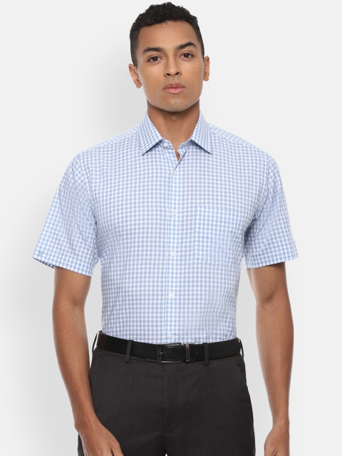 

Van Heusen Men Blue Regular Fit Checked Cotton Formal Shirt