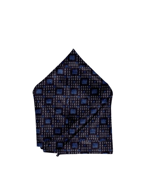 

Blacksmith Men Blue & Black Woven-Design Linen Pocket Square