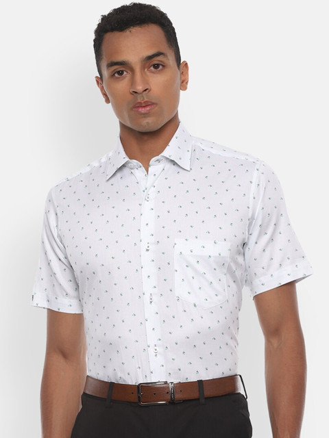 

Van Heusen Men White & Black Regular Fit Printed Formal Cotton Shirt