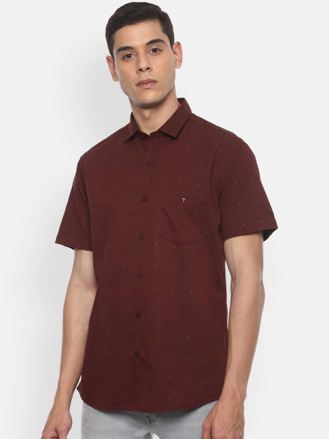

Louis Philippe Sport Men Maroon & Beige Slim Fit Printed Casual Cotton Shirt