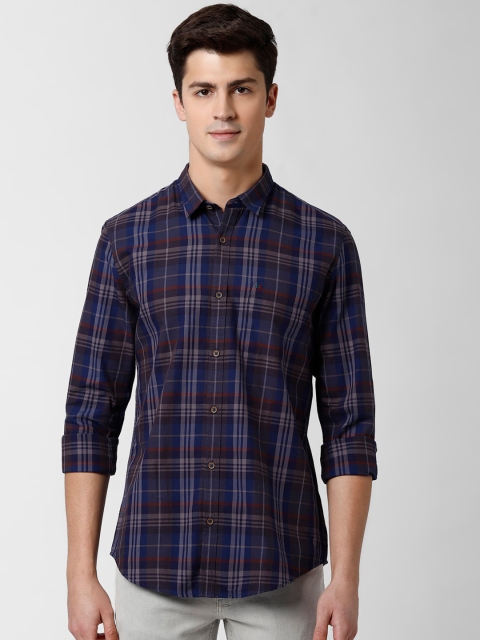 

Peter England Casuals Men Navy Blue Slim Fit Checked Casual Shirt