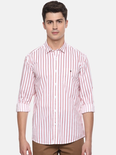 

Louis Philippe Sport Men White & Red Slim Fit Striped Casual Cotton Shirt