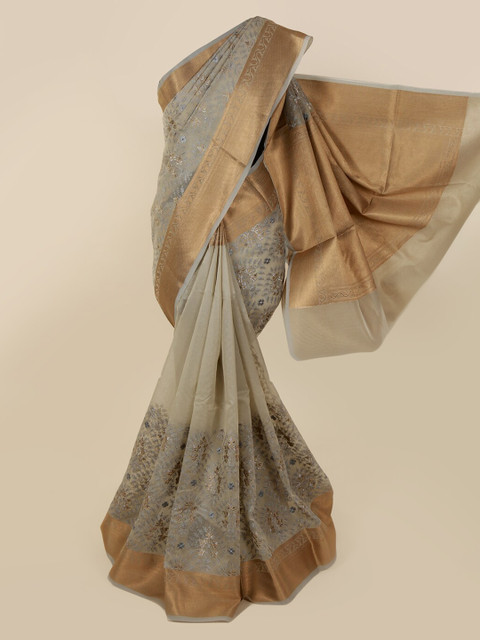 

Pothys Grey Woven Design Supernet Saree