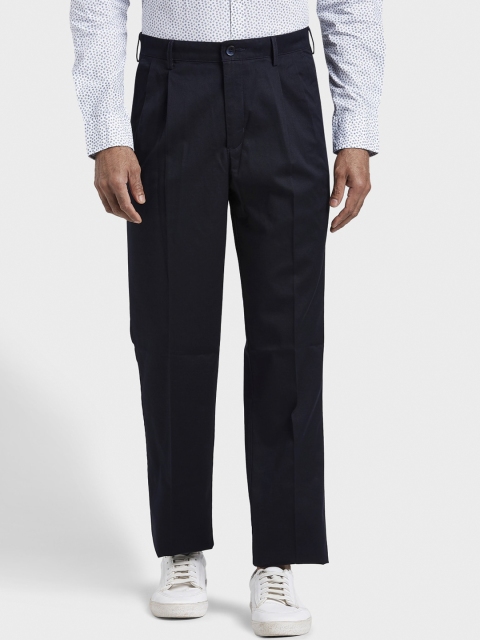 

ColorPlus Men Navy Blue Regular Fit Solid Regular Trousers