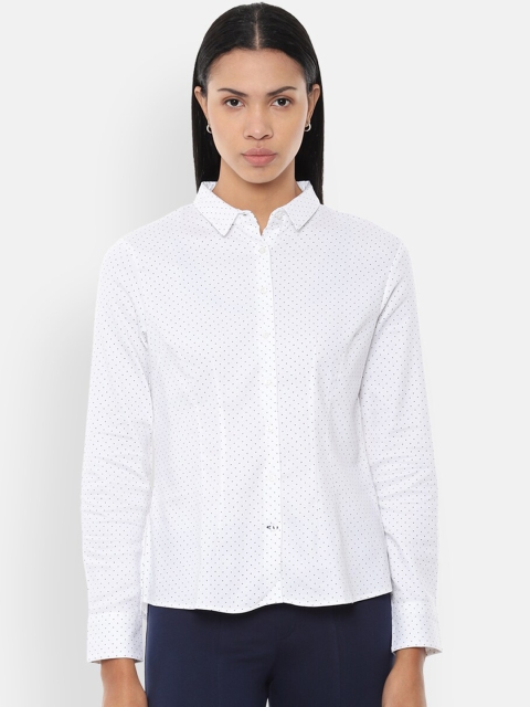 

Van Heusen Woman White & Black Regular Fit Printed Casual Shirt